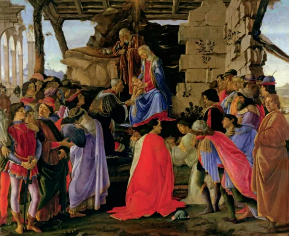 Fig. 5. Sandro Botticelli, Adoration of the MagiGaspare di Zanobi del Lama had himself depicted alongside the Medici and their circle in this fanciful scene