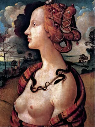 Fig. 7. Piero di Cosimo, Portrait of Simonetta Vespucci. Reputedly the most beautiful woman of the age, SimonettaVespucci is depicted in the guise of a virtually naked and wildly titillating Cleopatra