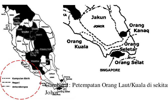 Gambar 1: Petempatan Orang Laut/Kuala di sekitar negeri 