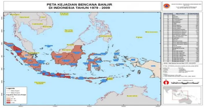 Gambar 1. Peta Kejadian Bencana Banjir di Indonesia Tahun 1979-20094 
