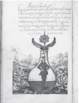 Figure 24.4 “Rosea Rubea,” last emblem, Praetiosum Donum Dei, sixteenth century, University of Glasgow Library, Ferguson MS 148, illus
