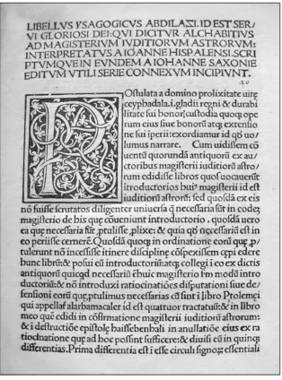 figure 9.  Ornate initial from Alcabitius, Liber introductorius (Venice: Erhard Ratdolt, 1485), sig