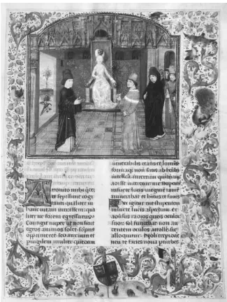Fig. 6. Petrarch, Secretum. Brugge, Grootseminarie. MS. 113/78 fol. 1r. Made in 1470 for Jan Crabbe, Abott of Ter Duinen (1457–1488)