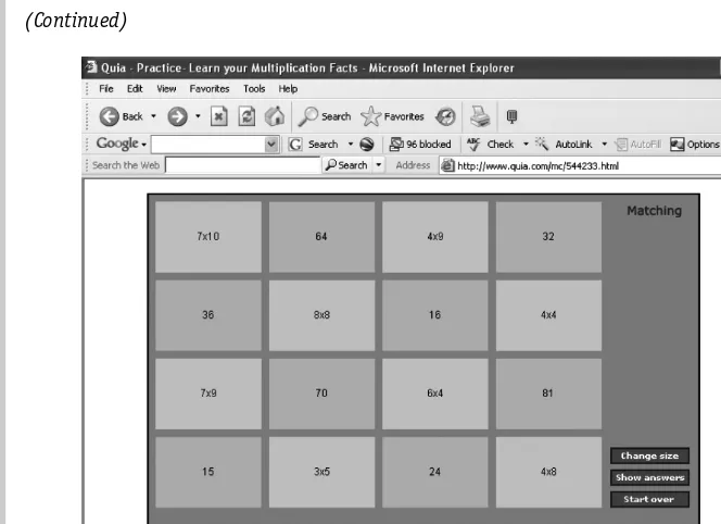 Figure 3.3An example of a Quia screen