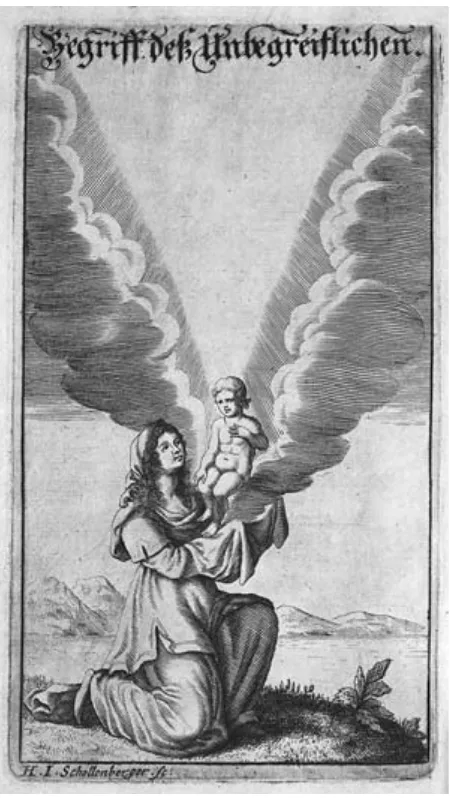 Figure 8. H[ans]. J[acob]. Schollenberger, “Grasp of the Ungraspable” from Der allerheiligsten Menschwerdung, Geburt, und Jugend JEsu Christi (1678)