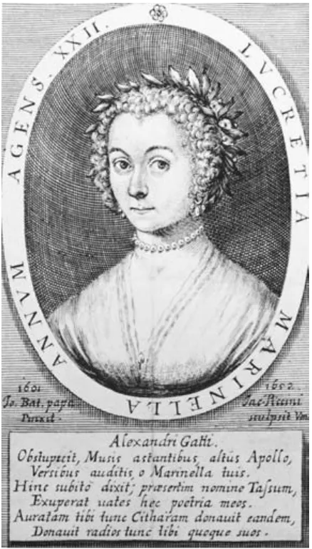 Figure 6. Portrait engraving of Lucrezia Marinella by Giacomo Piccini (1652), after a painting by Giovanni Battista Papa (1601)