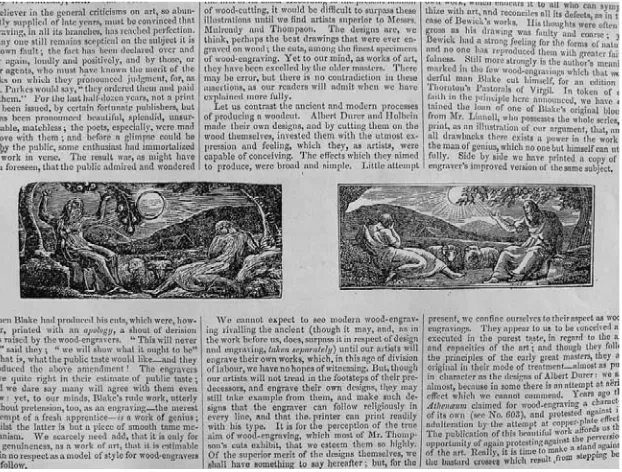 Figure 8: Two woodcut illustrations, Blake’s Virgil Mulready, R. A. Van Voorst’, revew article of the illustrations for R
