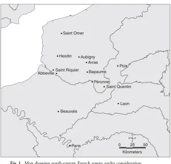 Fig. 1. Map showing north-eastern French towns under consideration