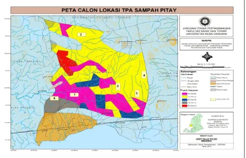 Gambar 5. Peta zona kelayakan penempatan calon TPA sampah