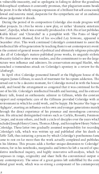 Table Talk, thus initiating a process by which Coleridge’s posthumous fame