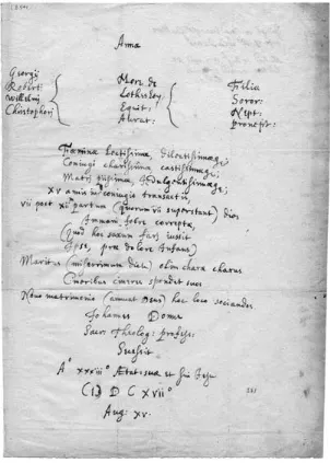 Figure 2. Donne’s epitaph for Anne Donne, August 15, 1617. Reproduced by permission of the Folger Shakespeare Library