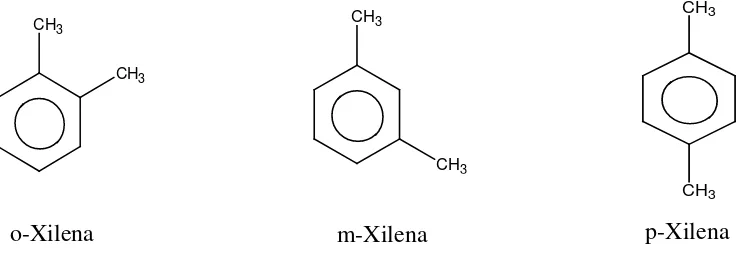 Gambar 2.4 Struktur o-xilena, m-xilena dan p-xilena. 