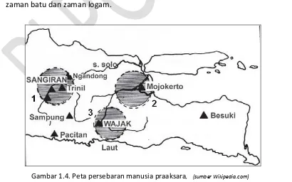 Gambar 1.4. Peta persebaran manusia praaksara,    (sumber Wikipedia.com) 
