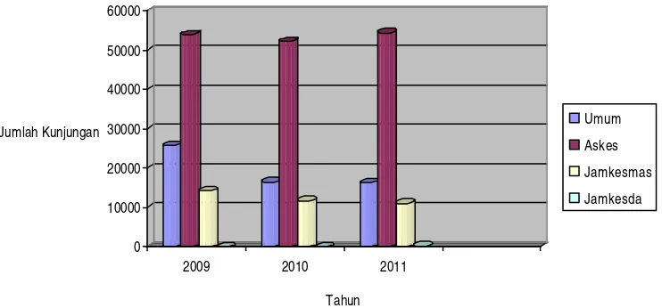 Gambar 1.1 Grafik  Jumlah Kunjungan Rawat Jalan RSUD Dr. Djasamen 
