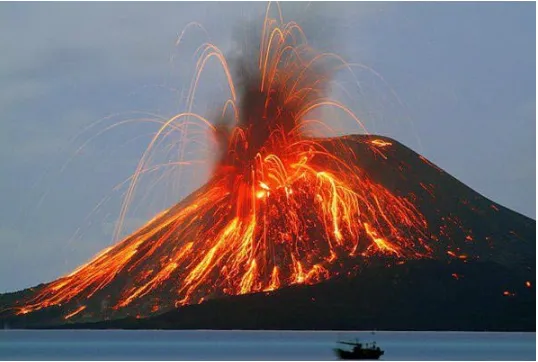 Gambar 1.1 Muntahan lahar dari gunung api 