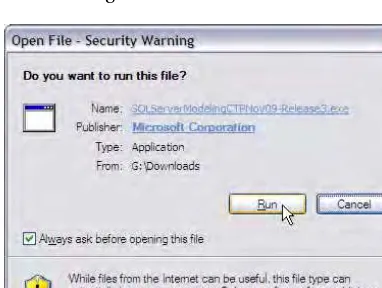 Figure 1-3. Open File – Security Warning dialog when running the installation file 