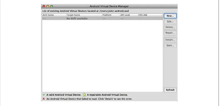 Figure 3-3. Setting up the Android device emulator