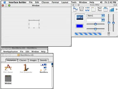Figure 3.16. Interface Builder automatically shows guidelines for the placement and size of objects.