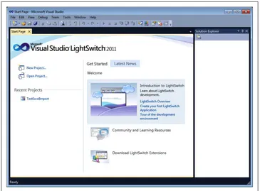 Figure 2-14. Main Screen for Visual Studio LightSwitch 2011