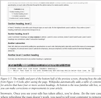 Figure 1-7. The middle and part of the bottom half of the preview screen, showing how the editfrom Figure 1-4 looks after saving the page