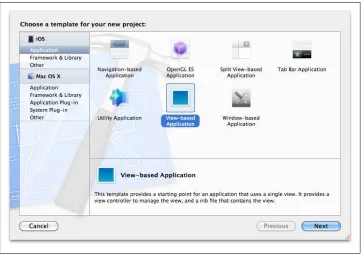 Figure 2. Creating a View-based Application for iOS in Xcode