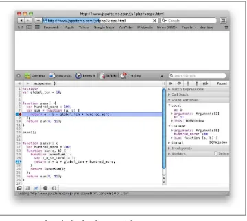 Figure 3-3. Reaching the first breakpoint in Safari