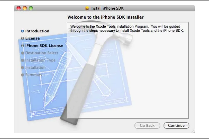 Figure 2-1. Installing the Xcode development tools and the iPhone SDK