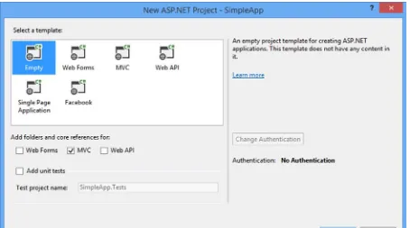 Figure 2-3. Selecting the ASP.NET project type
