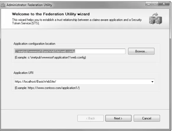 Figure 2-2 shows the first page of the Federation Utility Wizard.