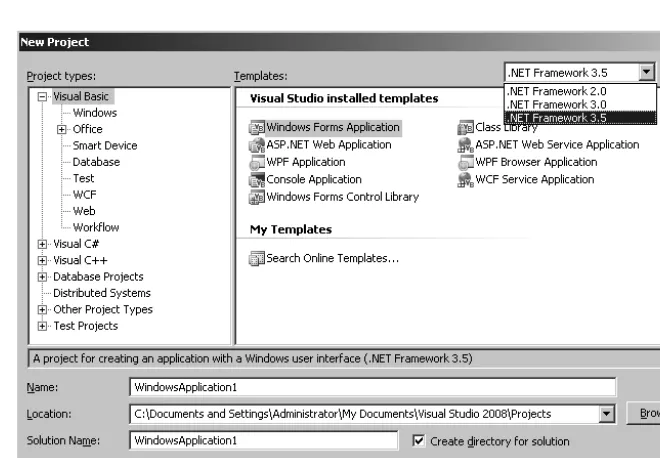 Figure 2-5. Choosing the .NET Framework version