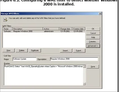 Figure 6.2. Configuring a WMI filter to detect whether Windows2000 is installed.