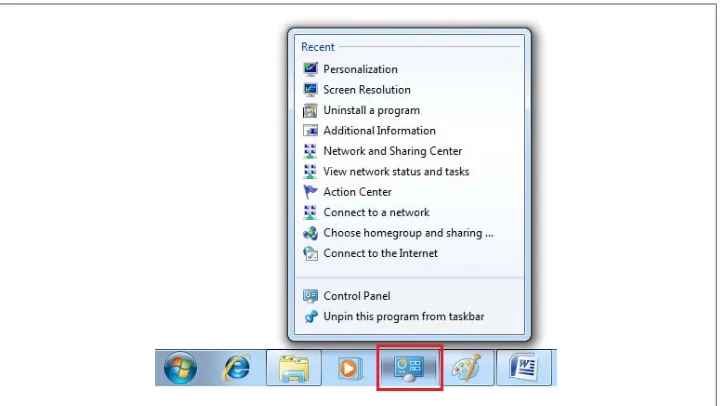 Figure 2-4. The taskbar uses a rectangular border to denote running applications; flashing iconsindicate a call for attention