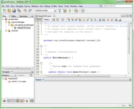 Figure 1-5. Viewing the skeleton code generated by NetBeans