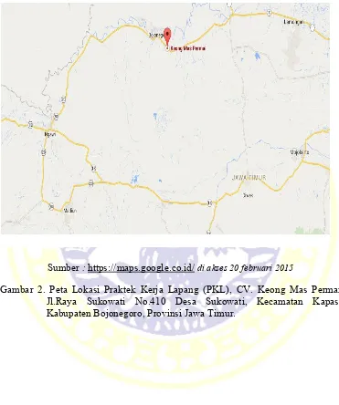 Gambar 2. Peta Lokasi Praktek Kerja Lapang (PKL), CV. Keong Mas Permai 