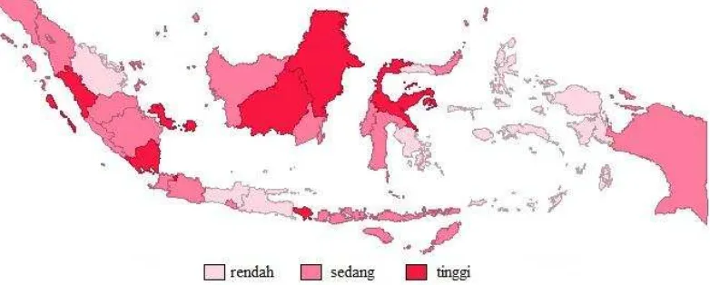 Gambar 1 Sebaran kasus DBD di Indonesia tahun 2012 