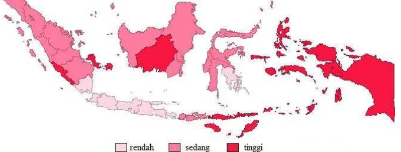 Gambar 2 Sebaran kasus malaria di Indonesia tahun 2012 