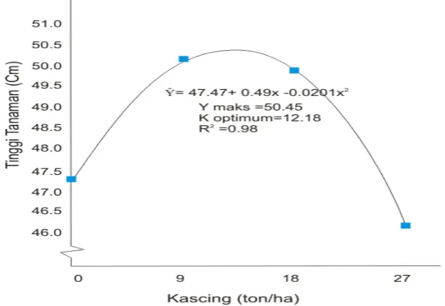 Gambar 1. Hubungan  Kascing dan Tinggi Tanaman Umur 6 MST.  