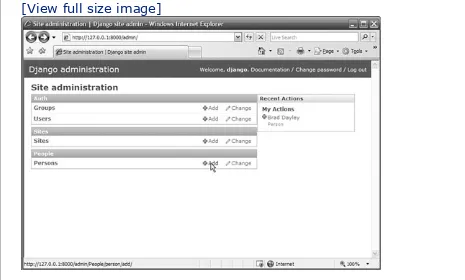 Figure 3.3. Main page for Django's admininterface, showing the People application.