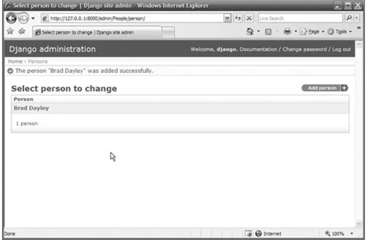 Figure 3.6. Update form for a Person object inDjango's admin interface.