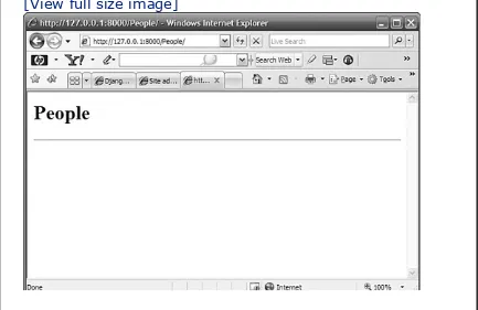 Figure 2.6. Accessing a custom index viewin the Django project from a web browser.
