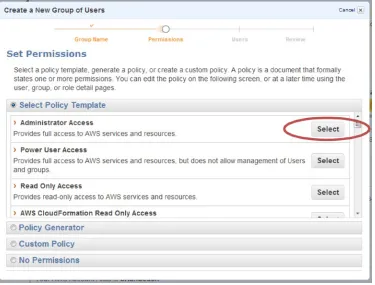 Figure 2-5. Creating a new IAM group