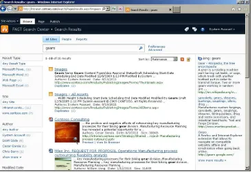 FIguRE 2-7 An example of a Federated Search result from Bing alongside the search result from  FS4SP