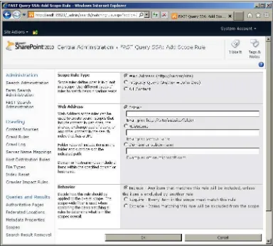 FIguRE 2-10 The Add Scope Rule page in the FAST Query SSA.