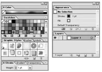 Figure 1-4: Palettes  are tabbed together in a set.