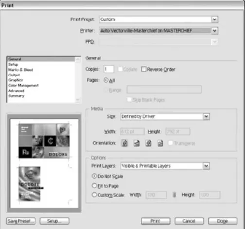 Figure 1-16: The Print dialog box, updated with lots of funky optionsfor version CS.