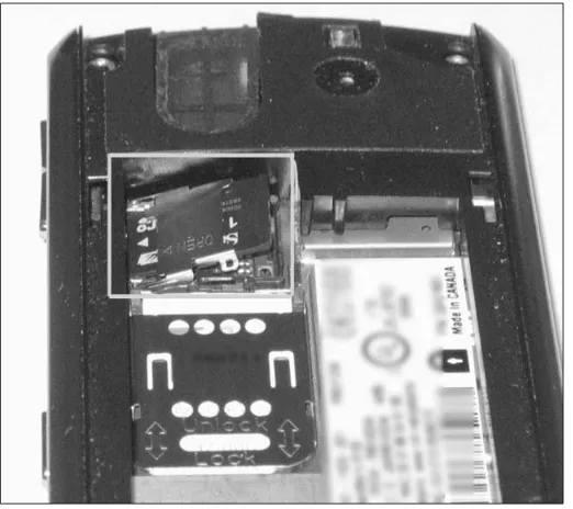 Figure 2-6: Showing a microSD card being inserted into a Pearl.