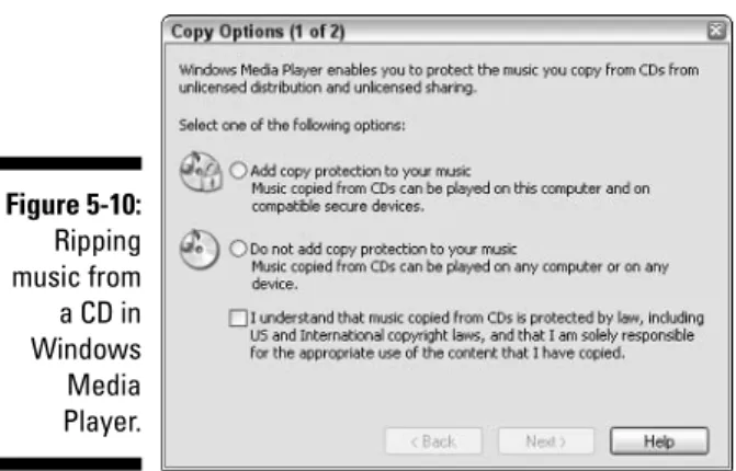 Figure 5-10: Ripping music from a CD in Windows Media Player.
