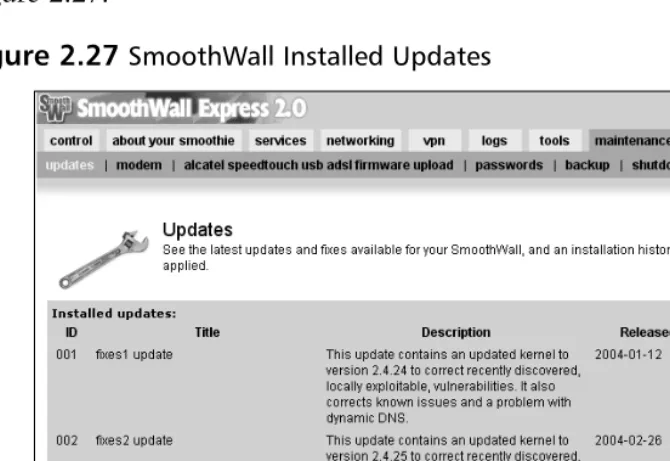 Figure 2.27 SmoothWall Installed Updates