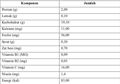 Tabel 2 Komposisi kimia pada kentang tiap 100 g 
