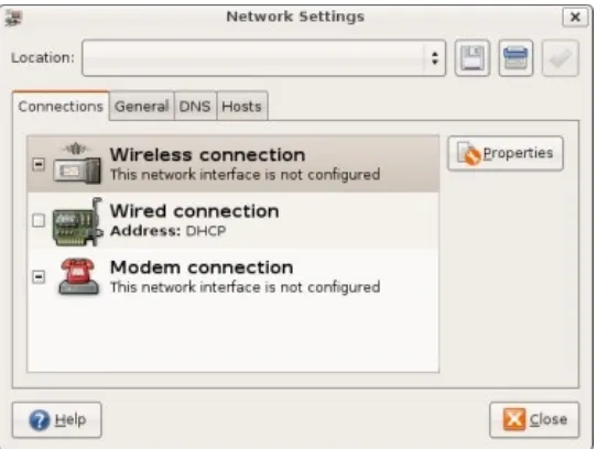 Figure 7-1: The Network Settings dialogshowing the available network interfaces.